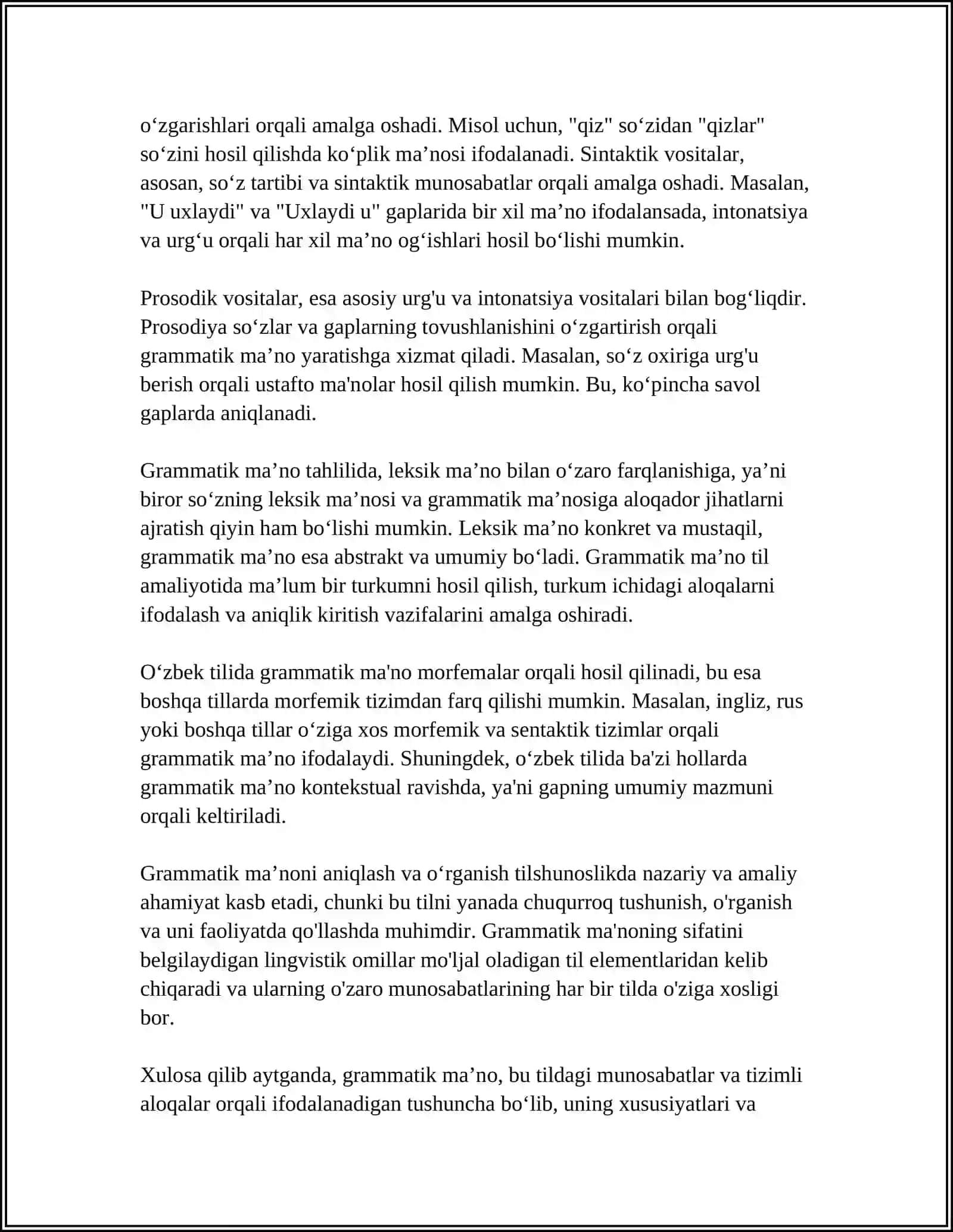 GRAMMATIK MA'NO VA GRAMMATIK SHAKL.ULARNING IFODALANISH VOSITALARI HAMDA USULLARI 4