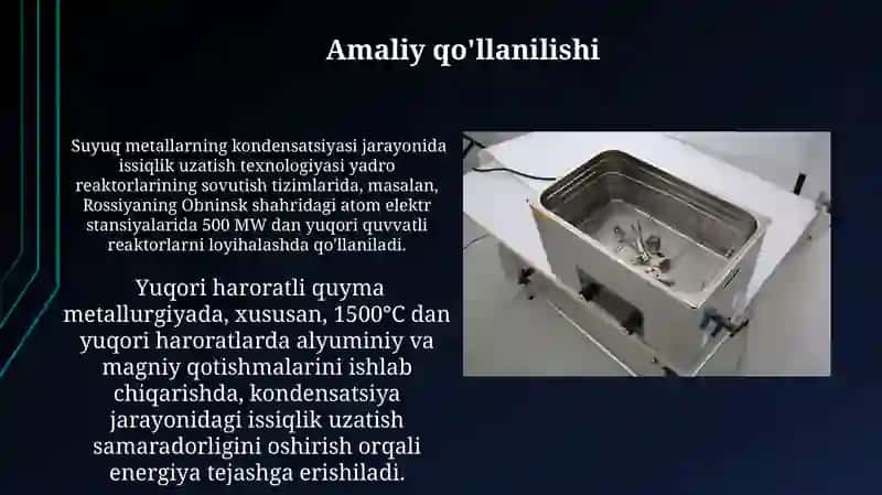 Suyuq metallarning kondensatsiyasida issiqlik almashishi 4