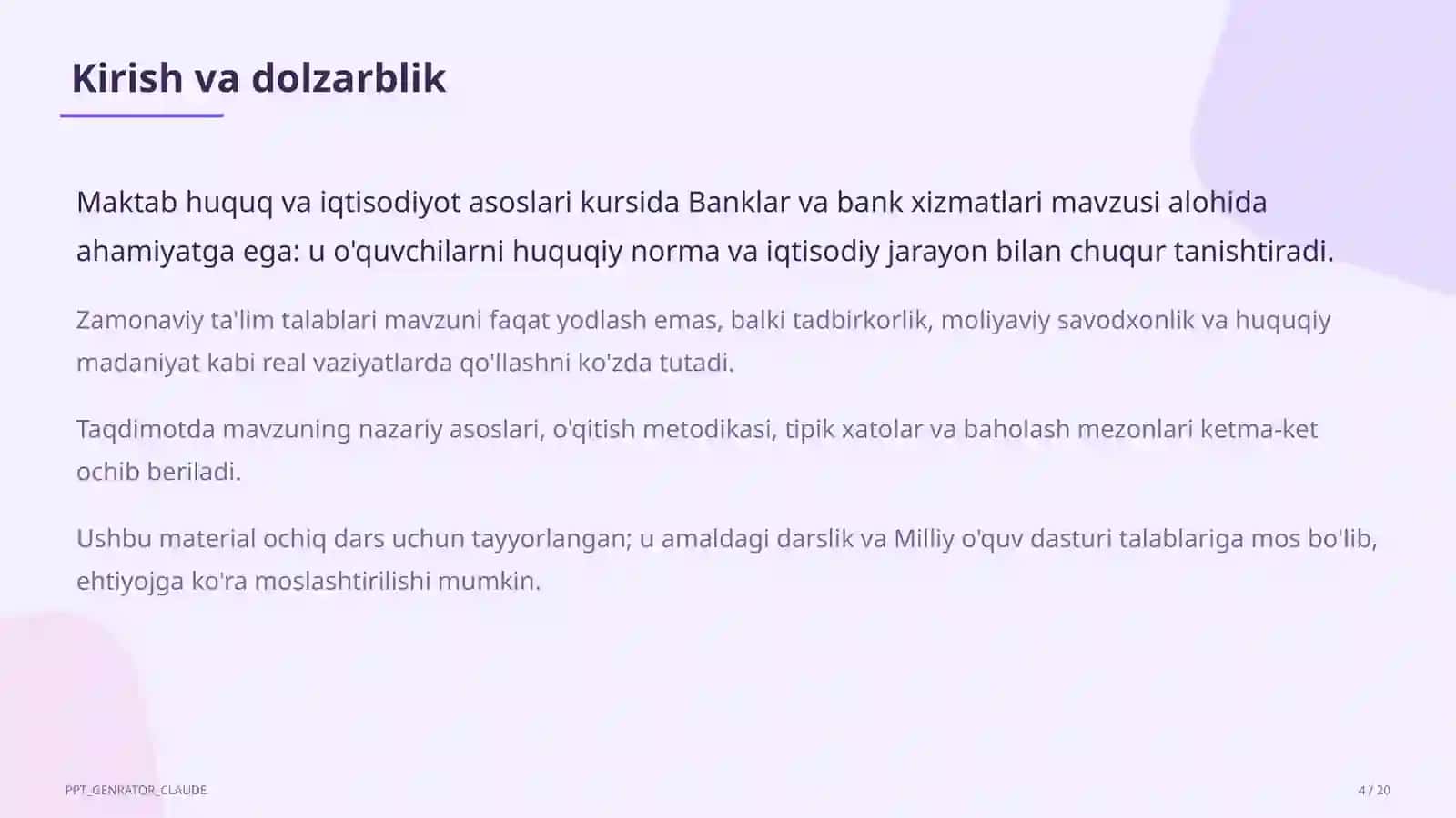 Banklar va bank xizmatlari (10-sinf) 4