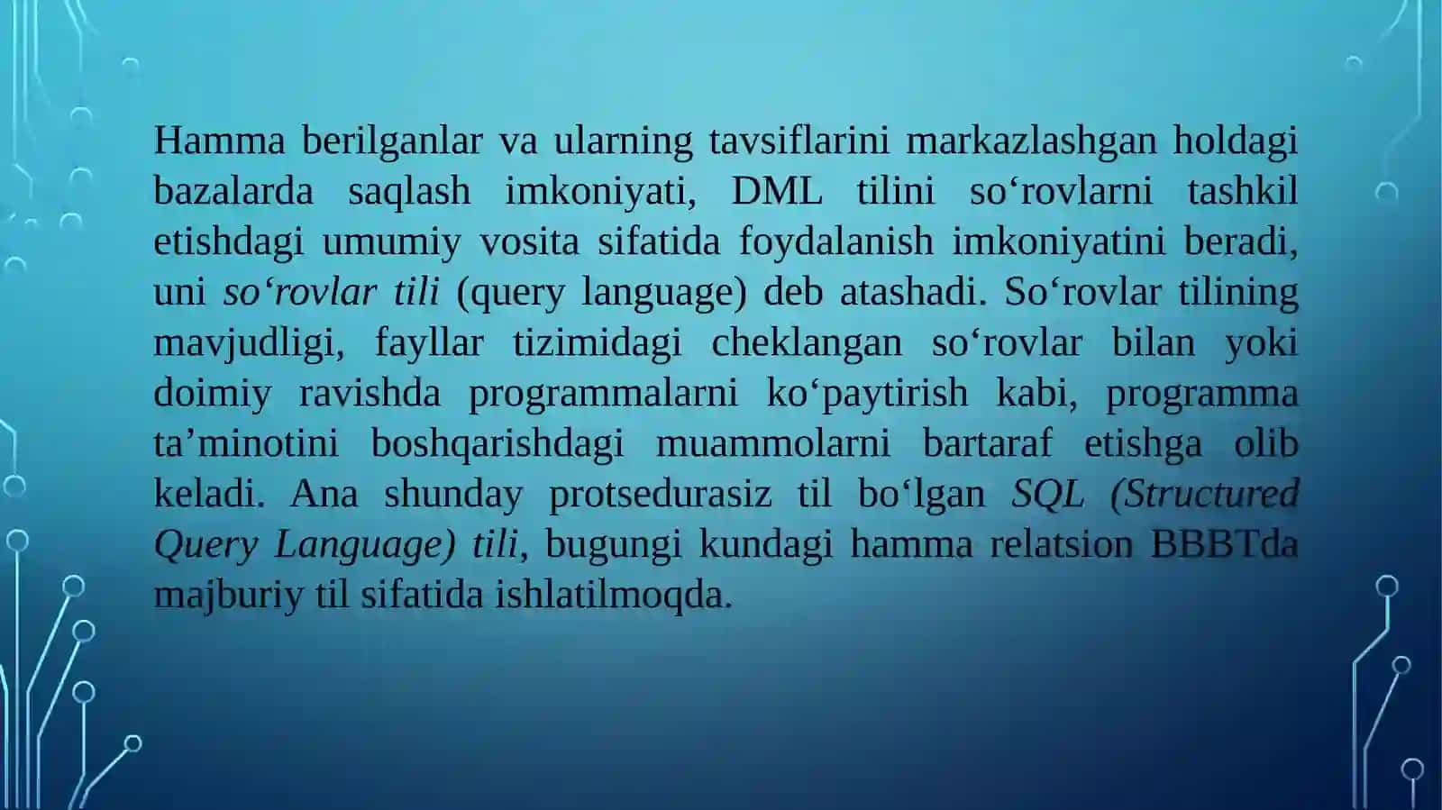 Berilganlar bazasini boshqarish 4