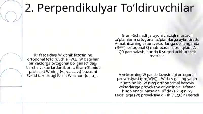 Ortogonal tōldiruvchi va ortogonal proeksiya 4