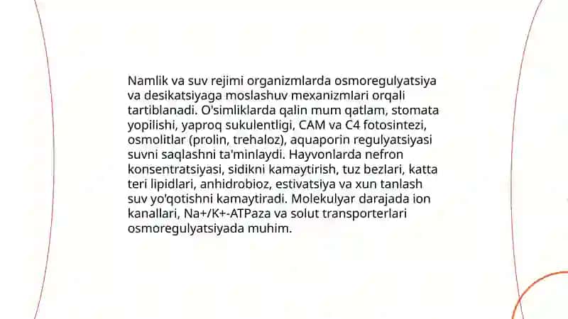 Turli ekologik omillarning tirik organizmlarga ta’sir etish mexanizmlari 4
