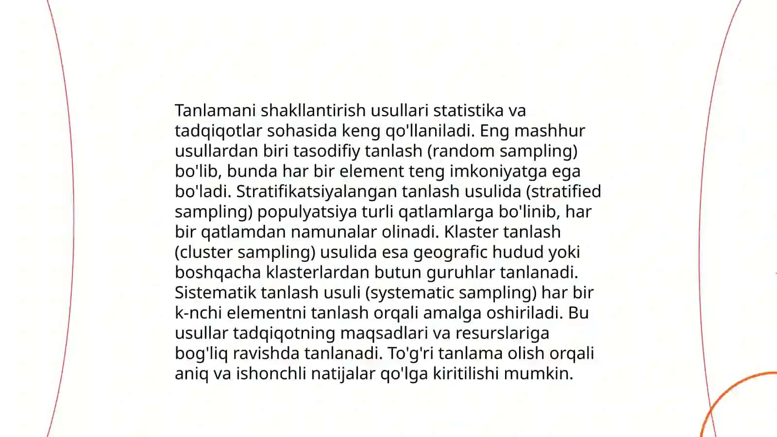 Reprezentativ tanlama kuzatish tashkil qilish muammolari 4