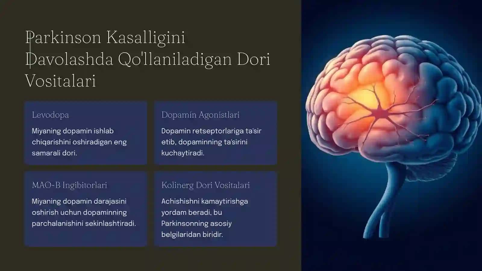 Parkinson kasalligini davolashda ishlatiladigan dori vositalar 4