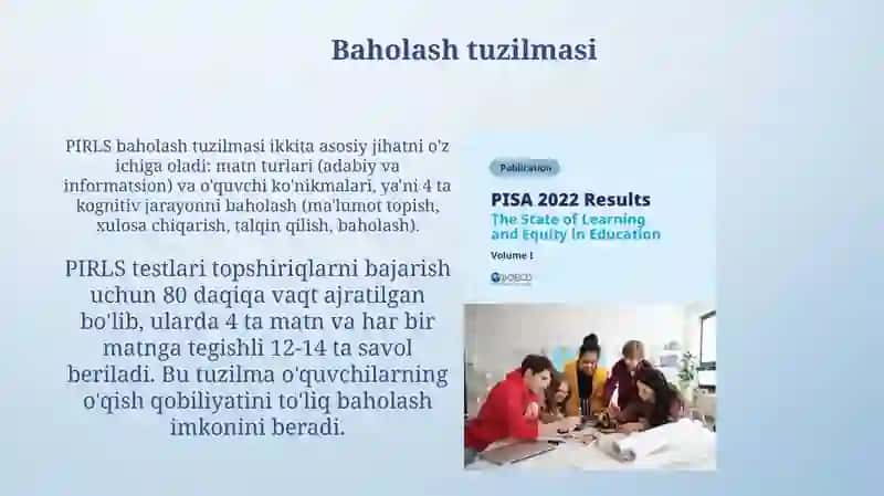 PIRLS xalqaro baholash dasturi mazmun va mohiyati 4