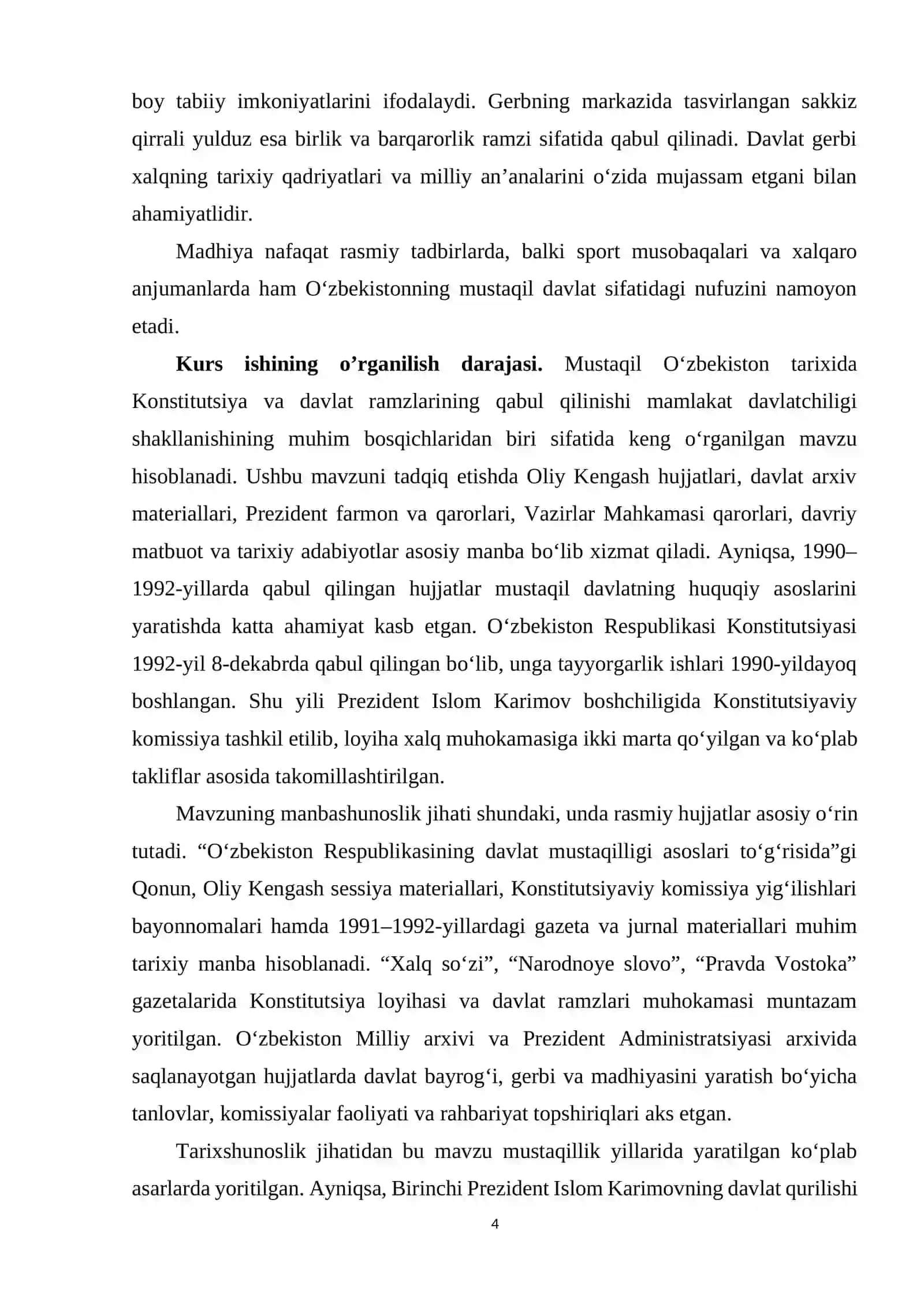 O'zbekiston Respublikasi Konstitutsiyasi va Davlat ramzlarining qabul qilinishi. 4