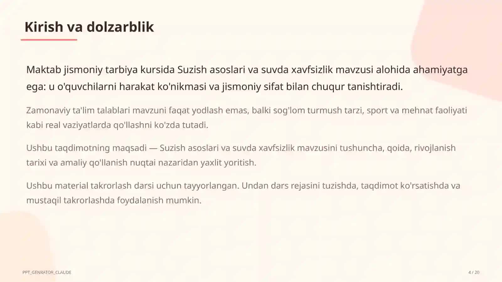 Suzish asoslari va suvda xavfsizlik (6-sinf) 4