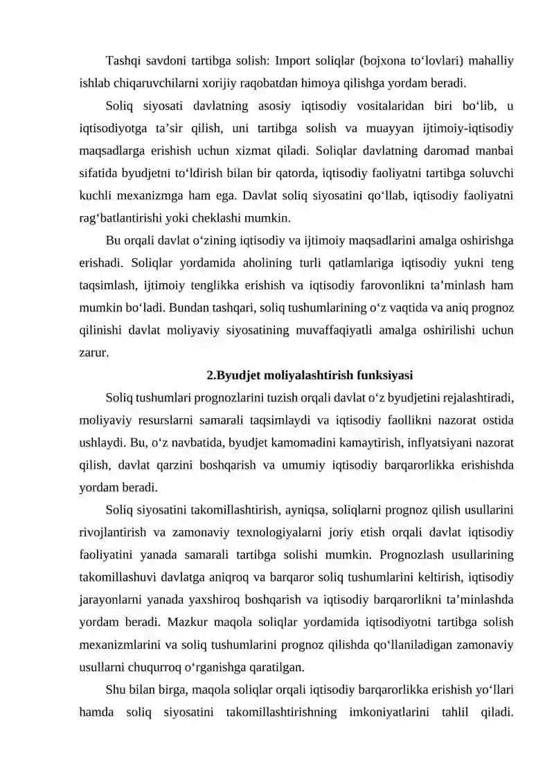 IQTISODIYOTNI TARTIBGA SOLISHDA SOLIQLARNING O‘RNI VA AHAMIYATI. 4
