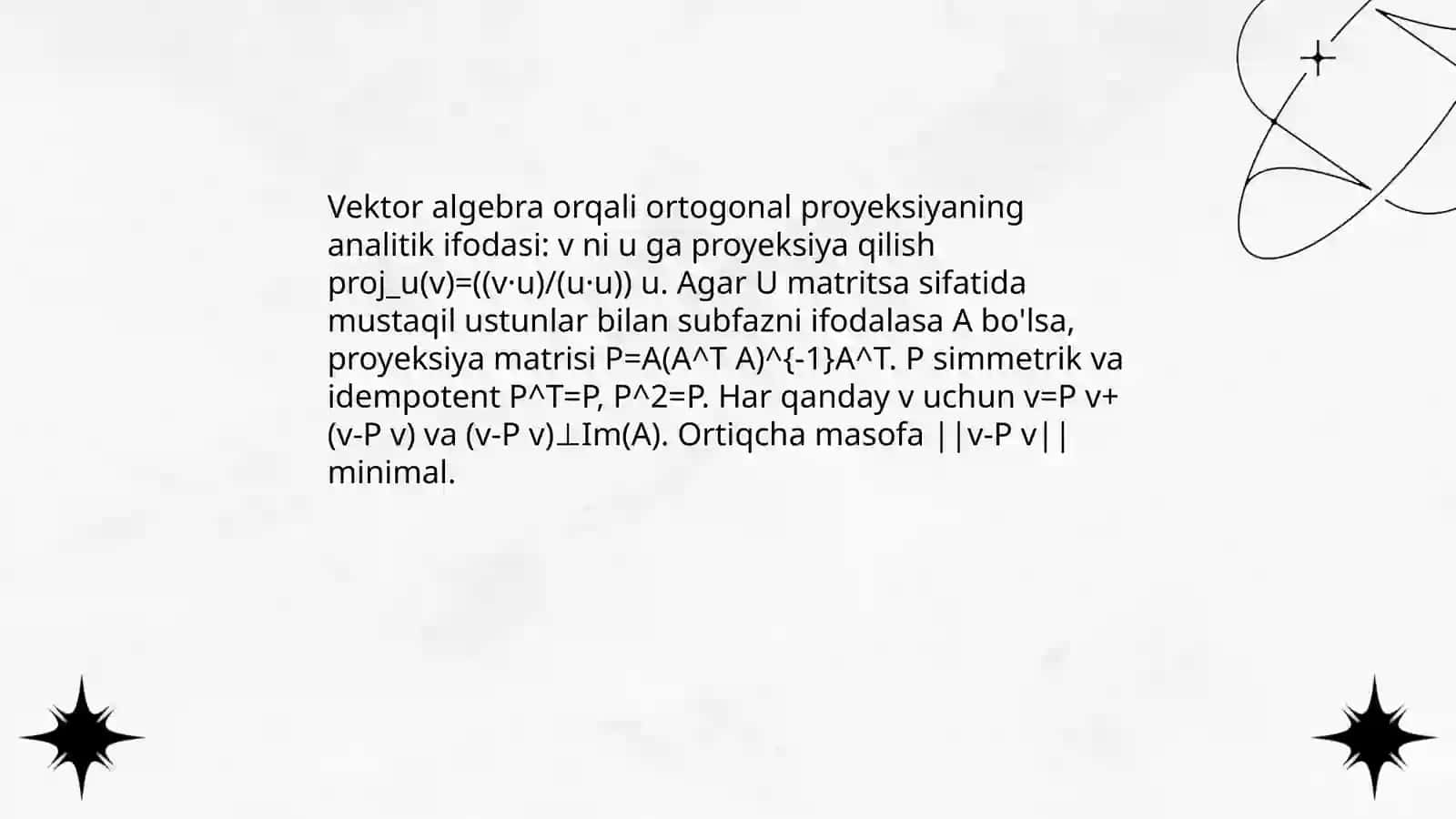 Fazoda orthogonal proyeksiya va undan texnikada foydalanish 4