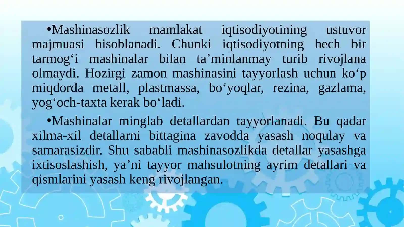 OʻZBEKISTON Mashinasozlik sanoati 4