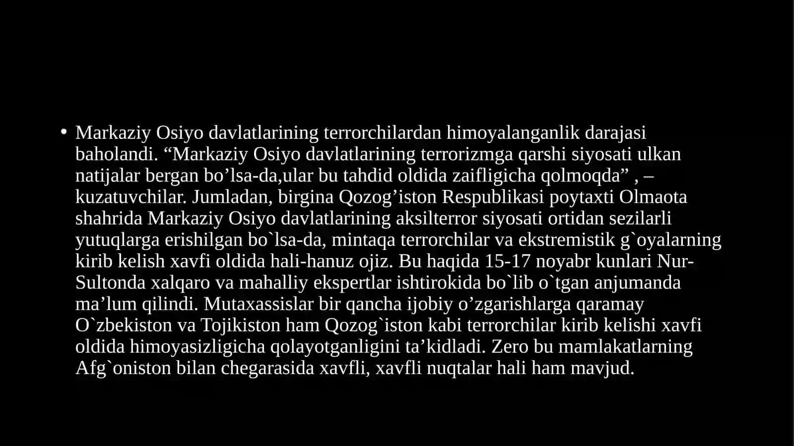 Markaziy Osiyoda xvfsizlik masalalari 4