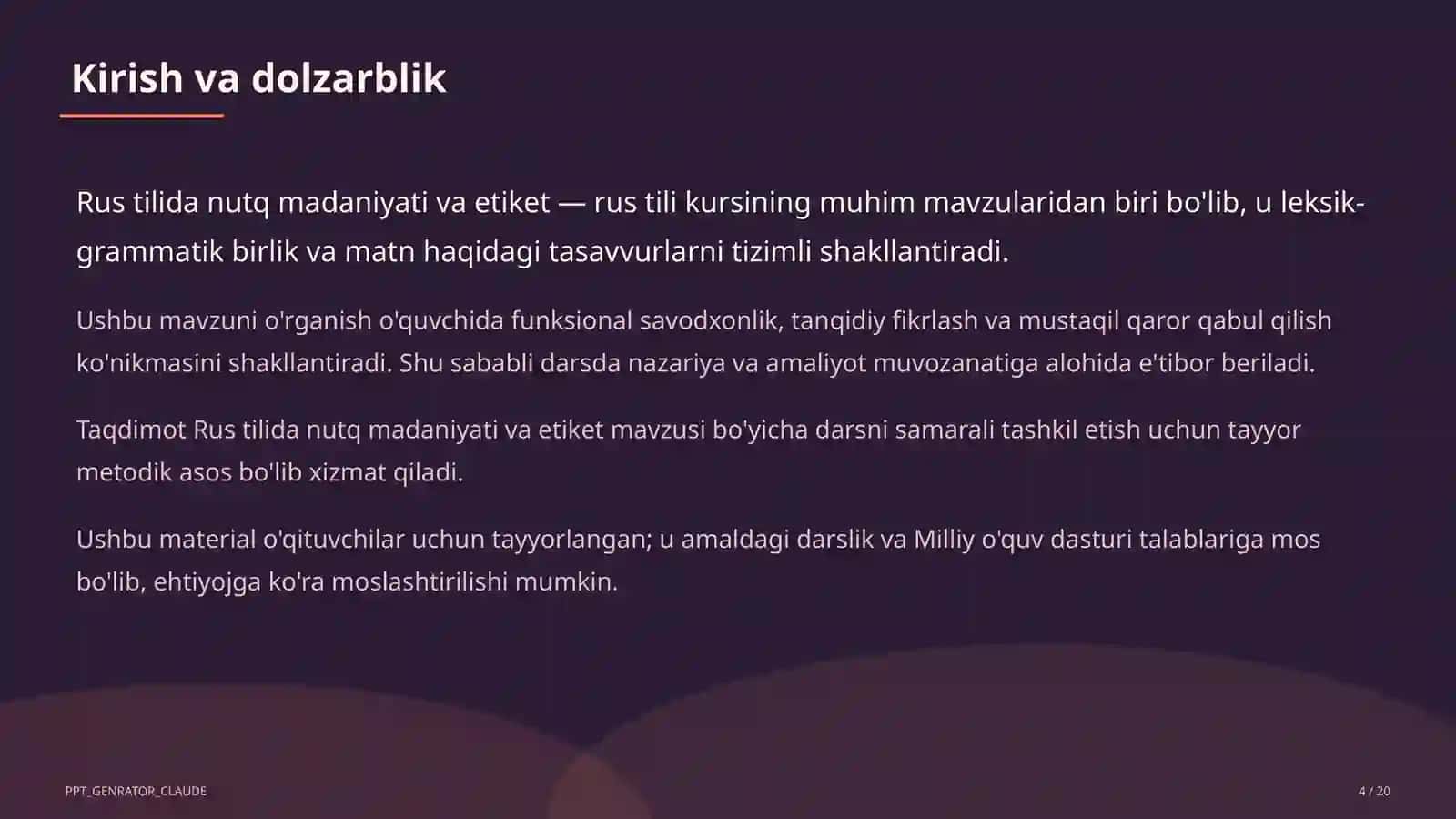 Rus tilida nutq madaniyati va etiket (11-sinf) 4