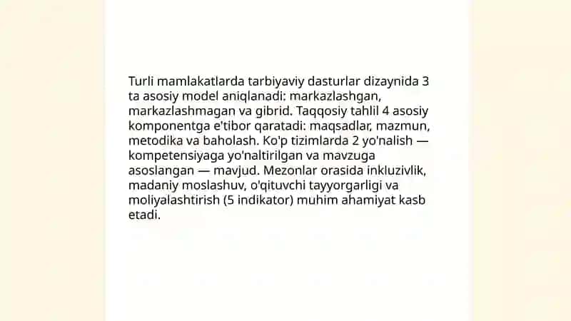 Tarbiyaviy dasturlar dizayni va kurikulum muvofiqligi qiyosiy tahlili 4