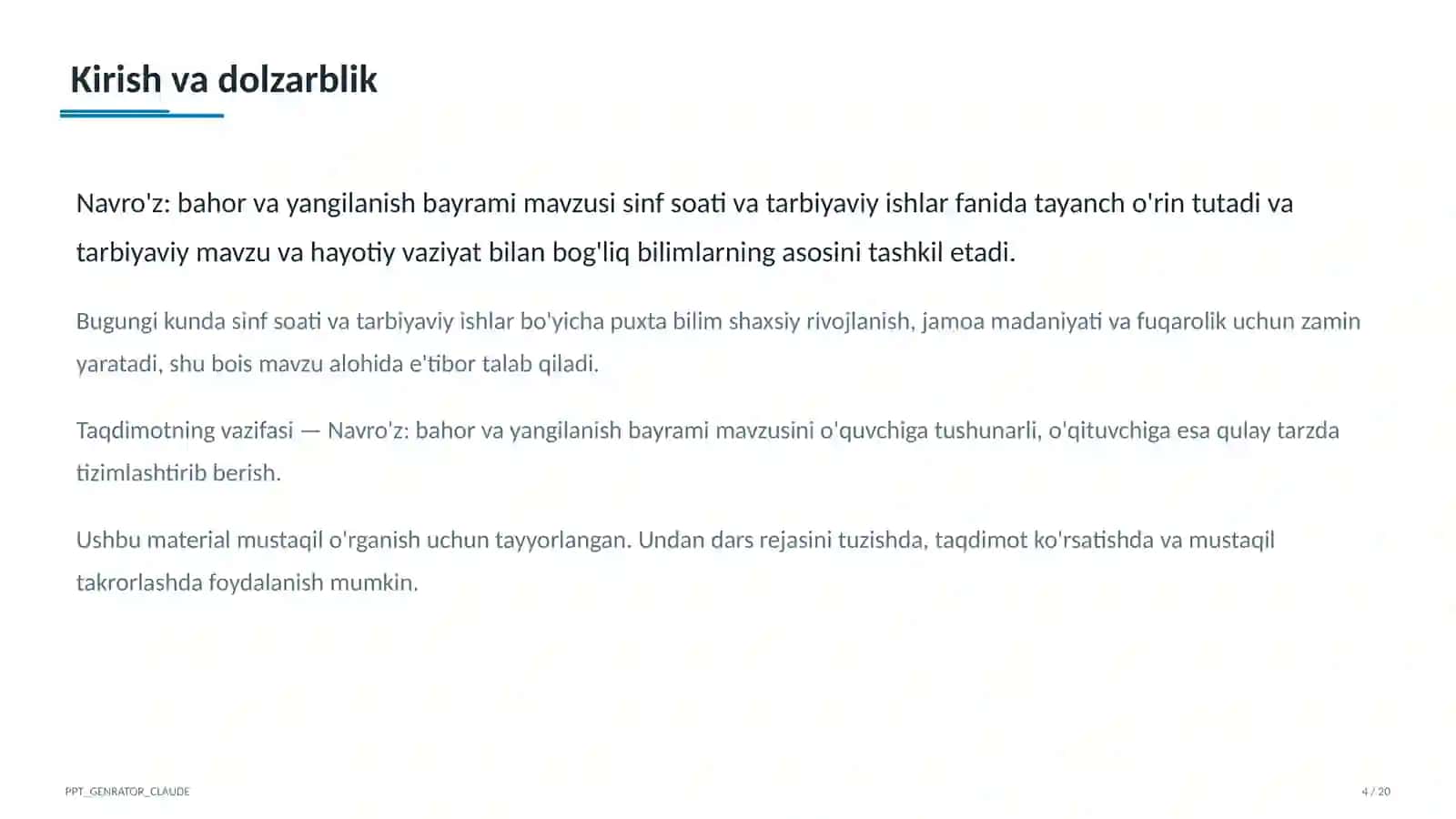 Sinf soati va tarbiyaviy tadbirlar 4