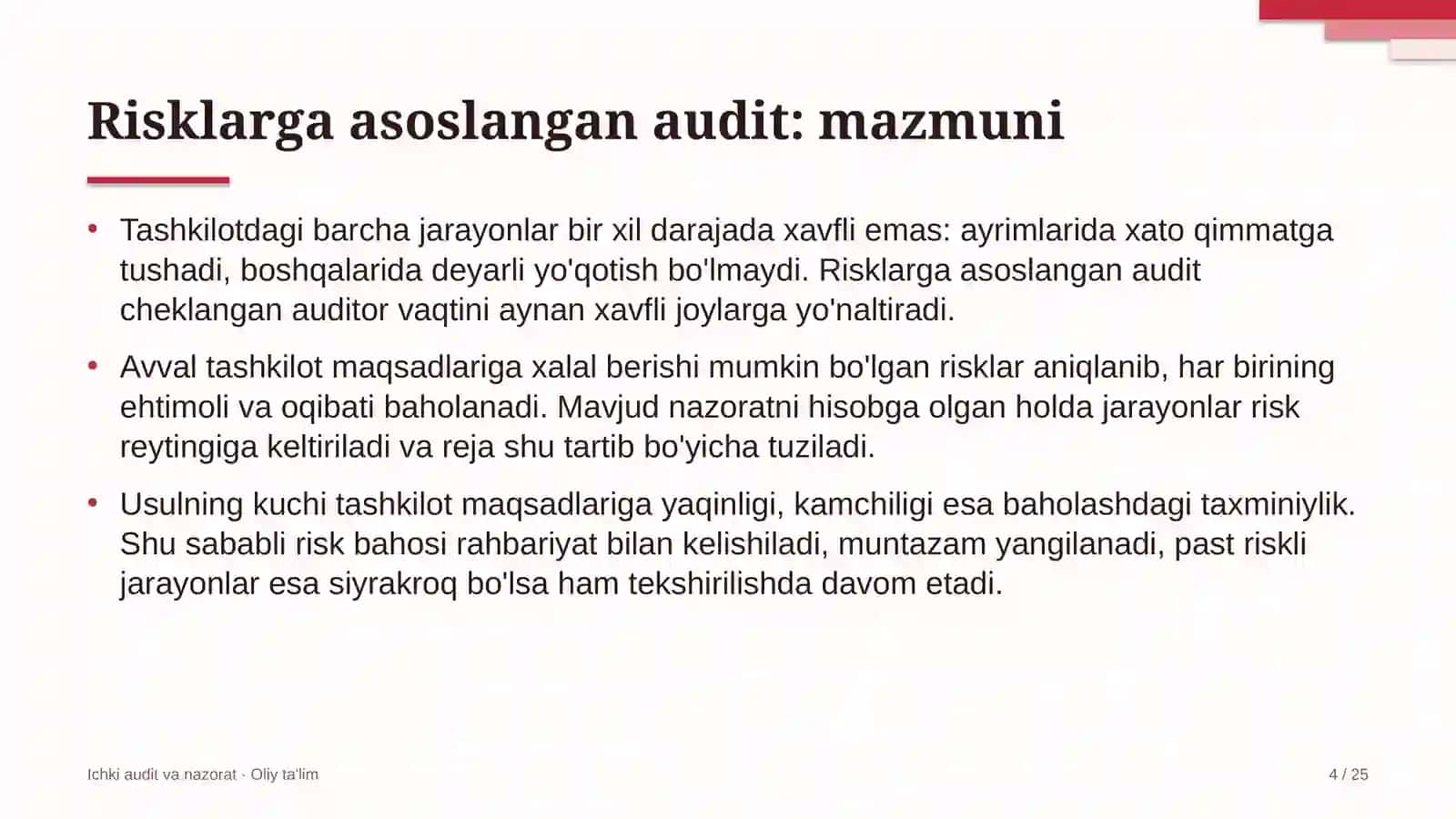 Magistral elektr tarmoqlarida risklarga asoslangan audit rejalashtirish 4