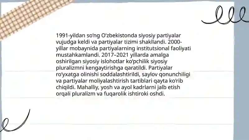 Mustaqillik yillarida O‘zbekistonning ijtimoiy-siyosiy rivojlanish strategiyasi: yangilanish va taraq 4