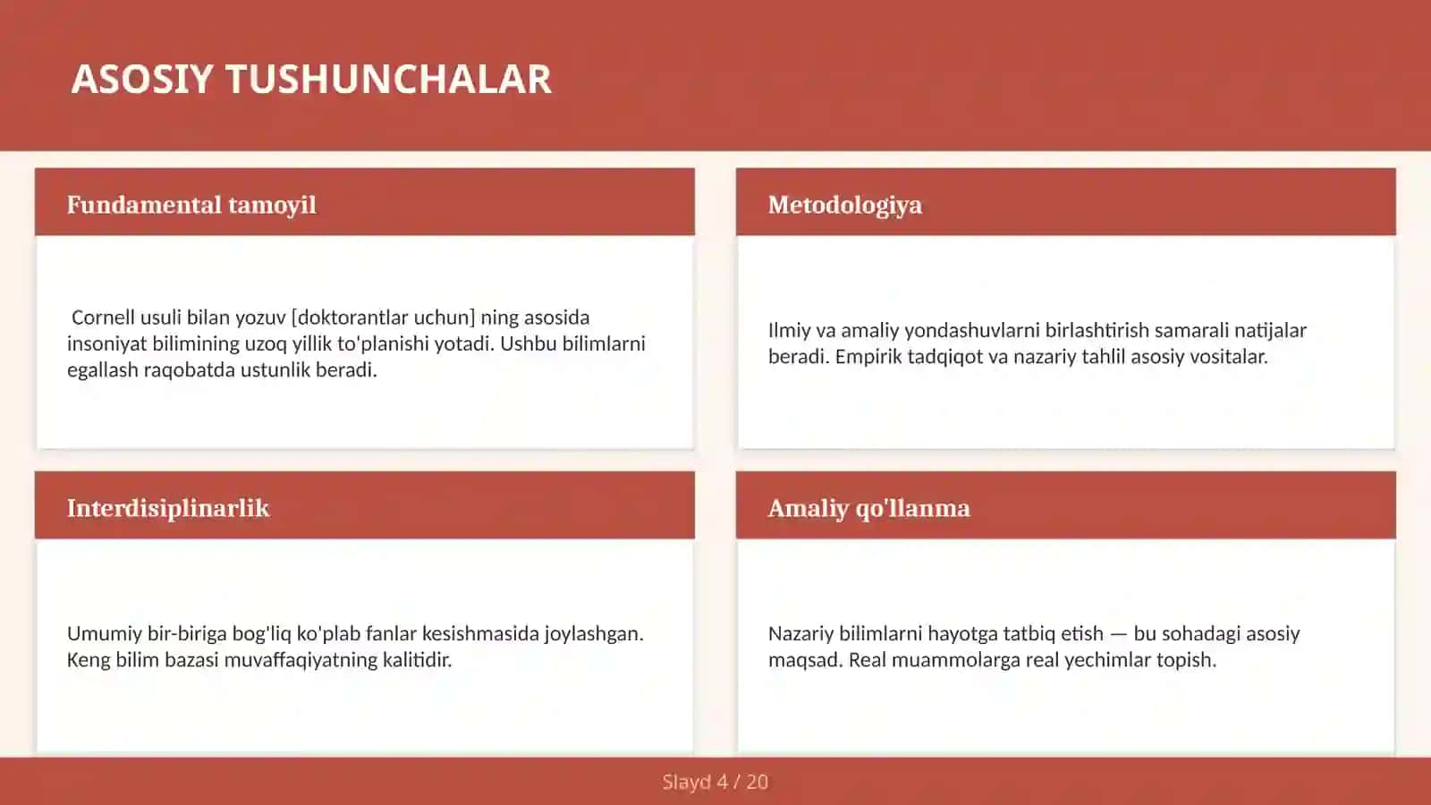 Cornell usuli bilan yozuv [doktorantlar uchun] 4