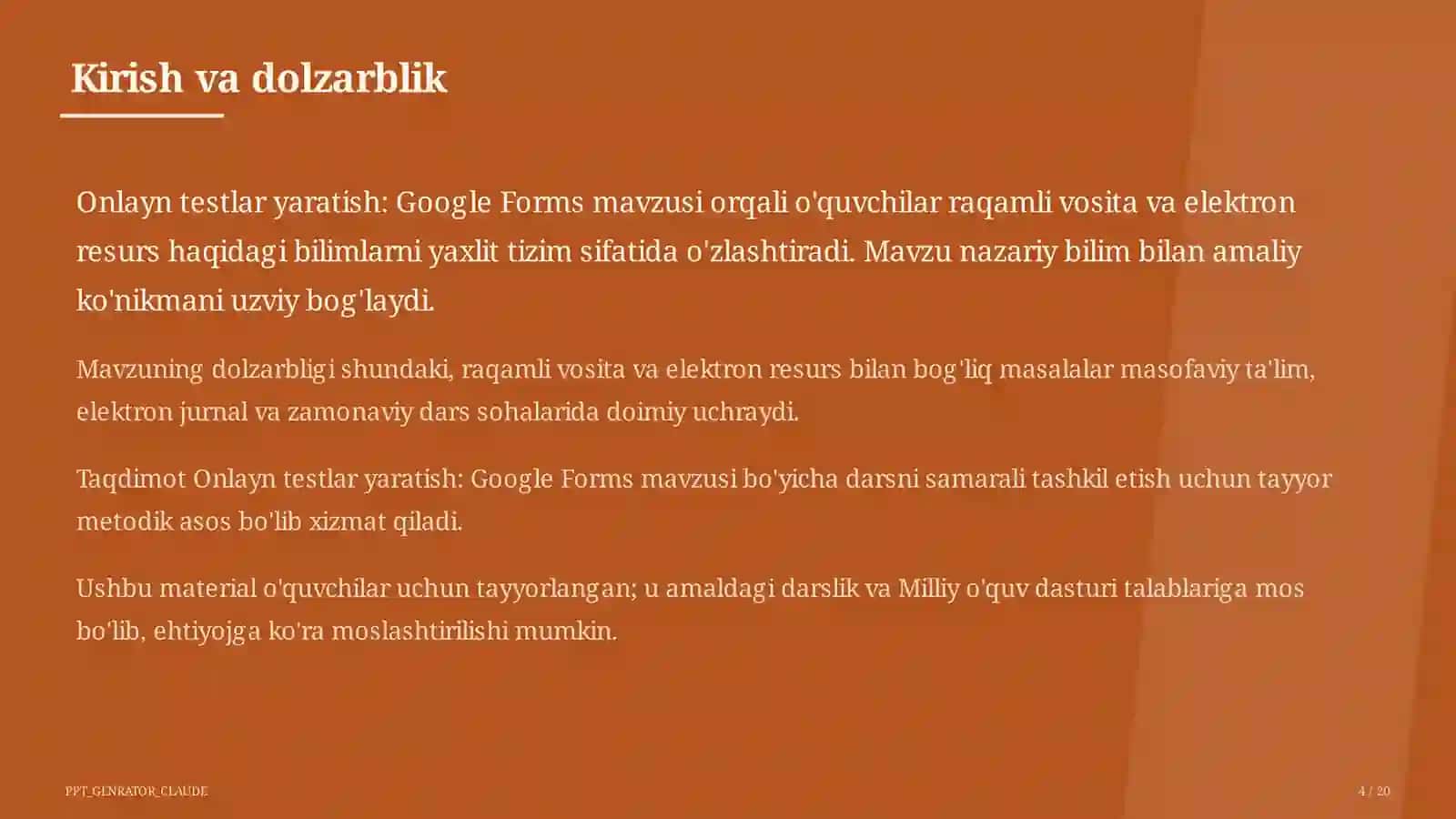 Onlayn testlar yaratish: Google Forms 4
