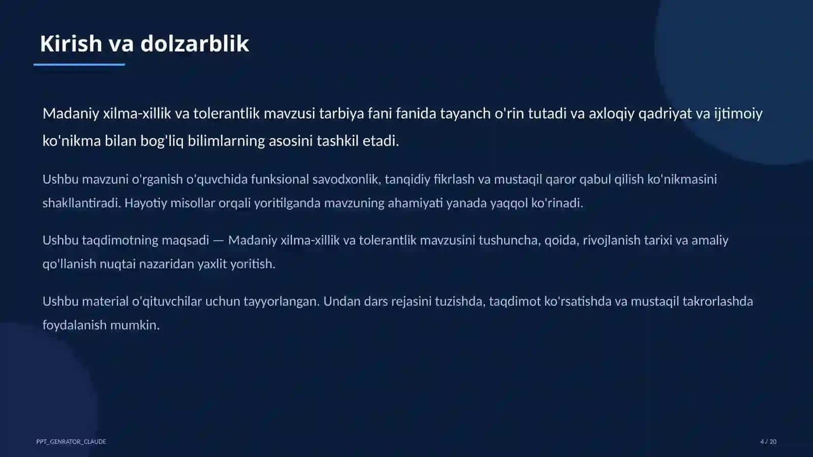 Madaniy xilma-xillik va tolerantlik (11-sinf) 4