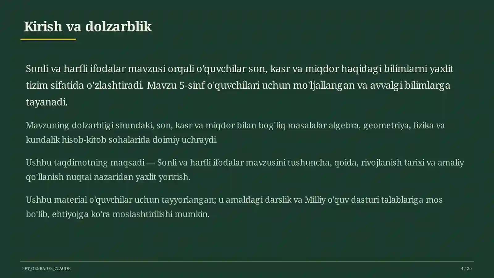 Sonli va harfli ifodalar (5-sinf) 4