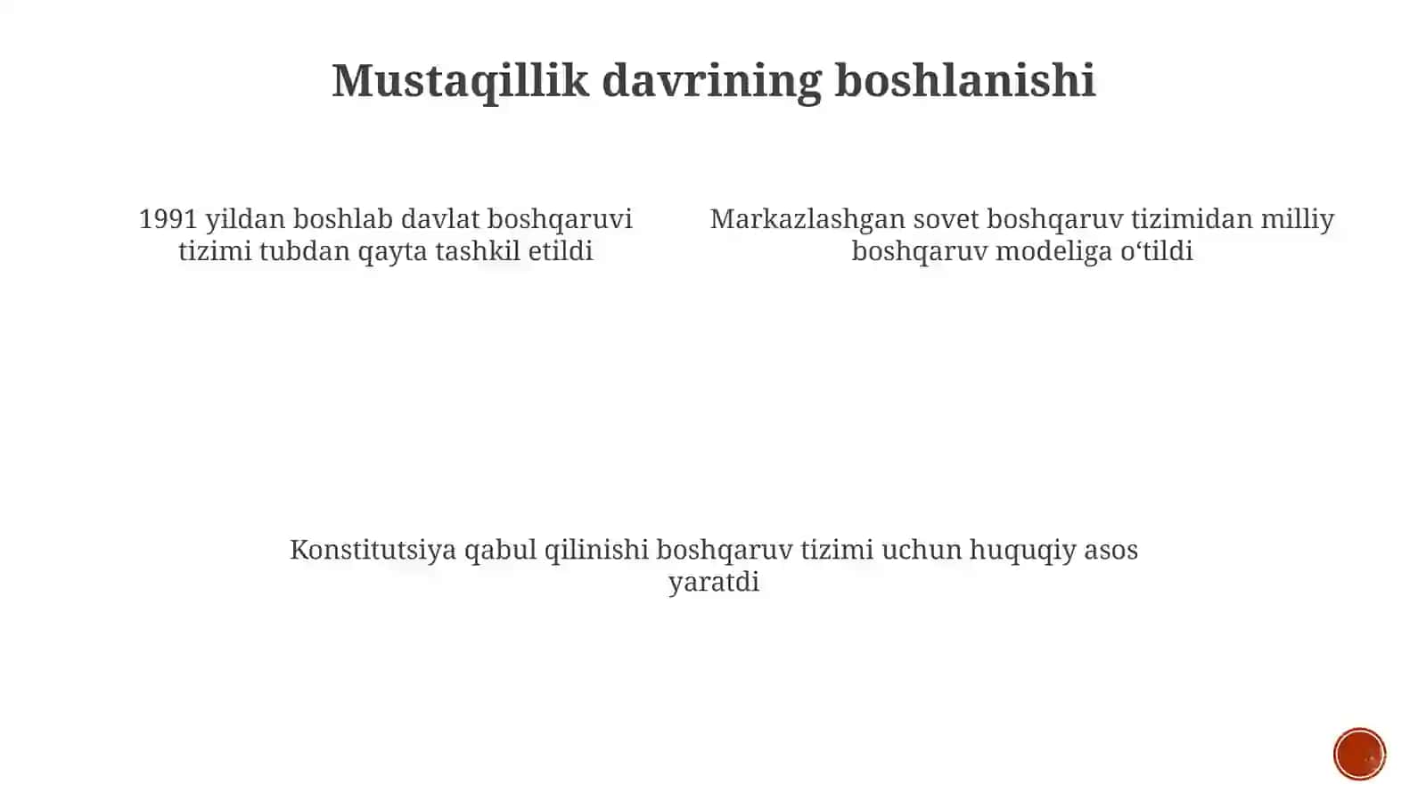 Mustaqillik yillarida davlat boshqaruv tizmida amalga oshiriladigan islohatlar 4