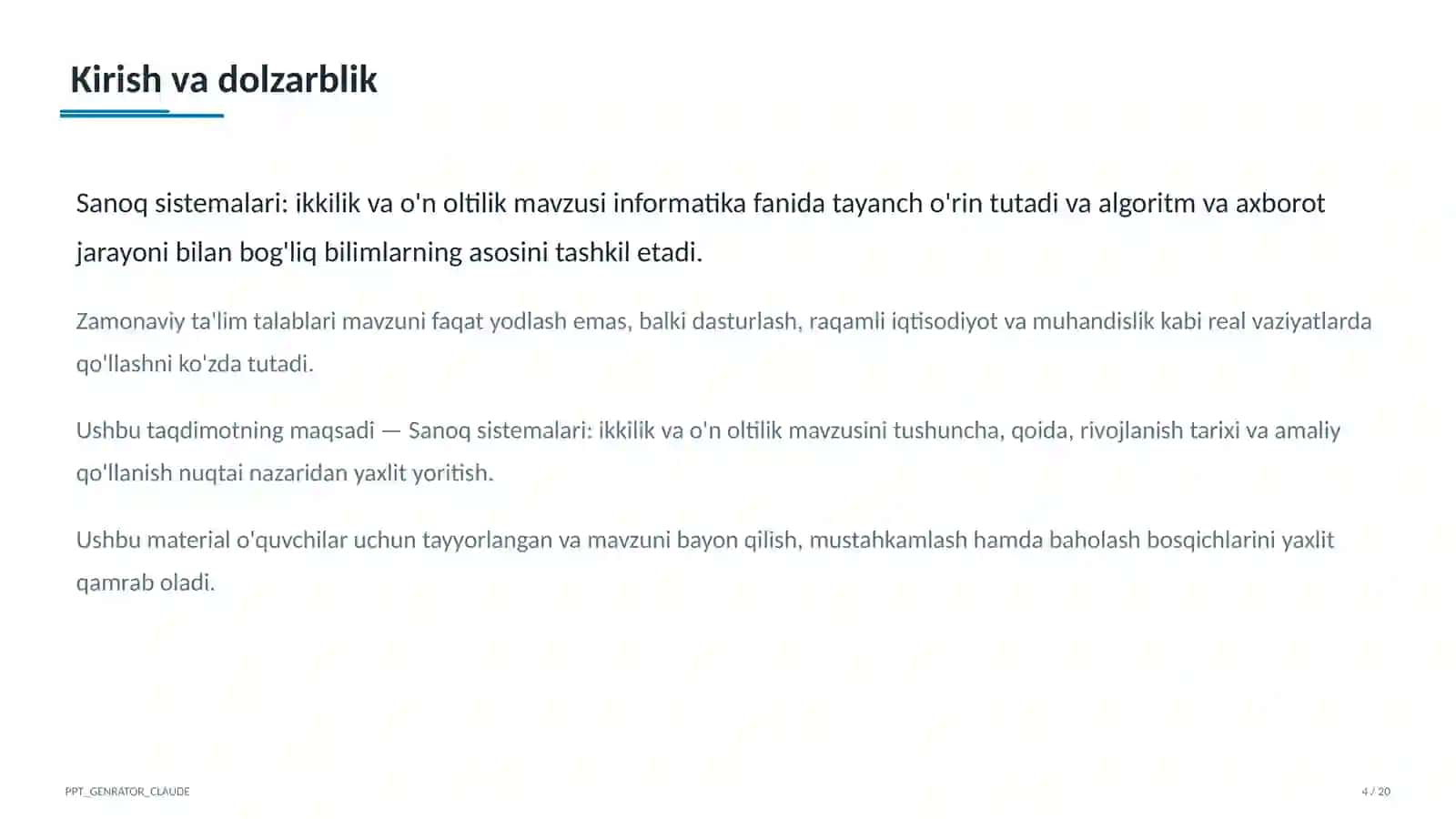 Informatika va axborot texnologiyalari (5–11) — o'quvchilar uchun 4