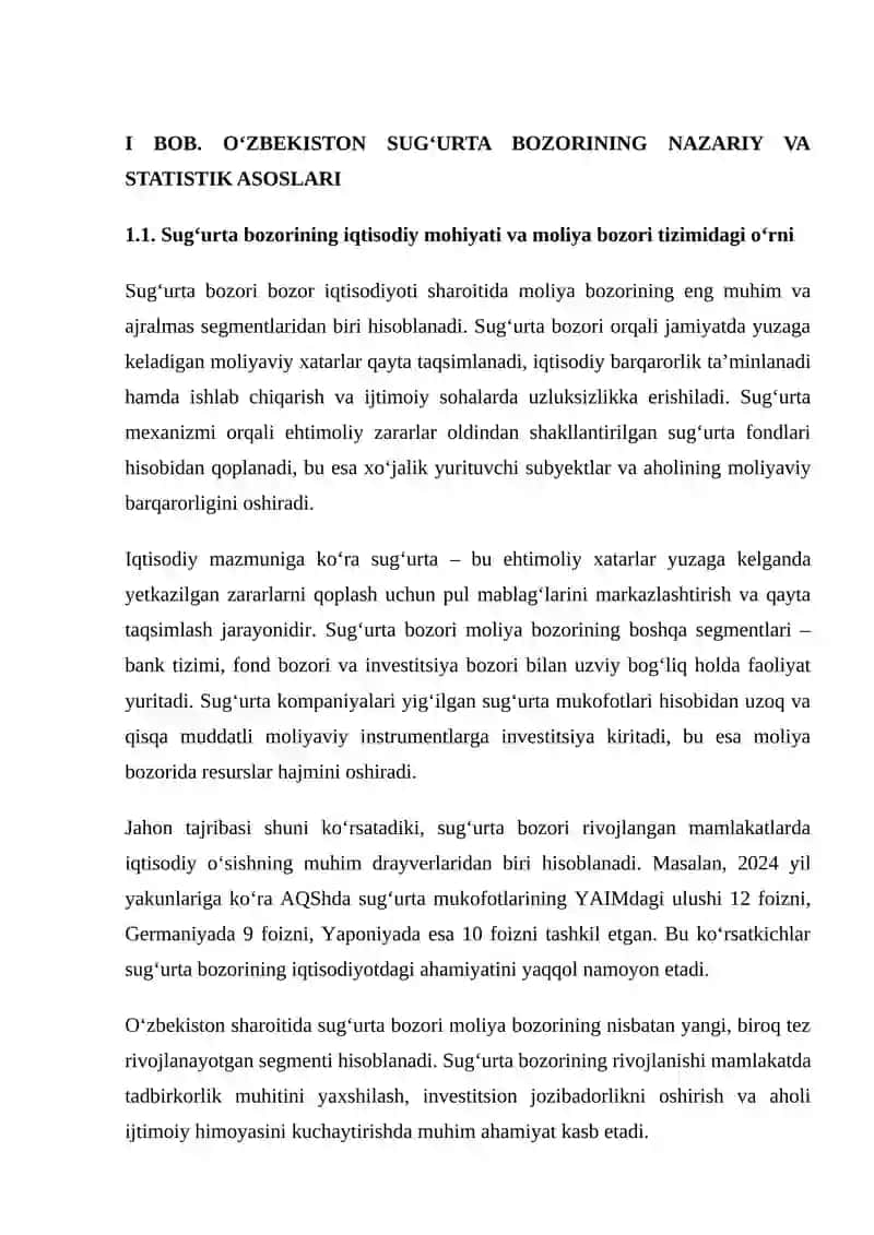 O‘ZBEKISTON SUG‘URTA BOZORINING NAZARIY VA STATISTIK ASOSLARI 4
