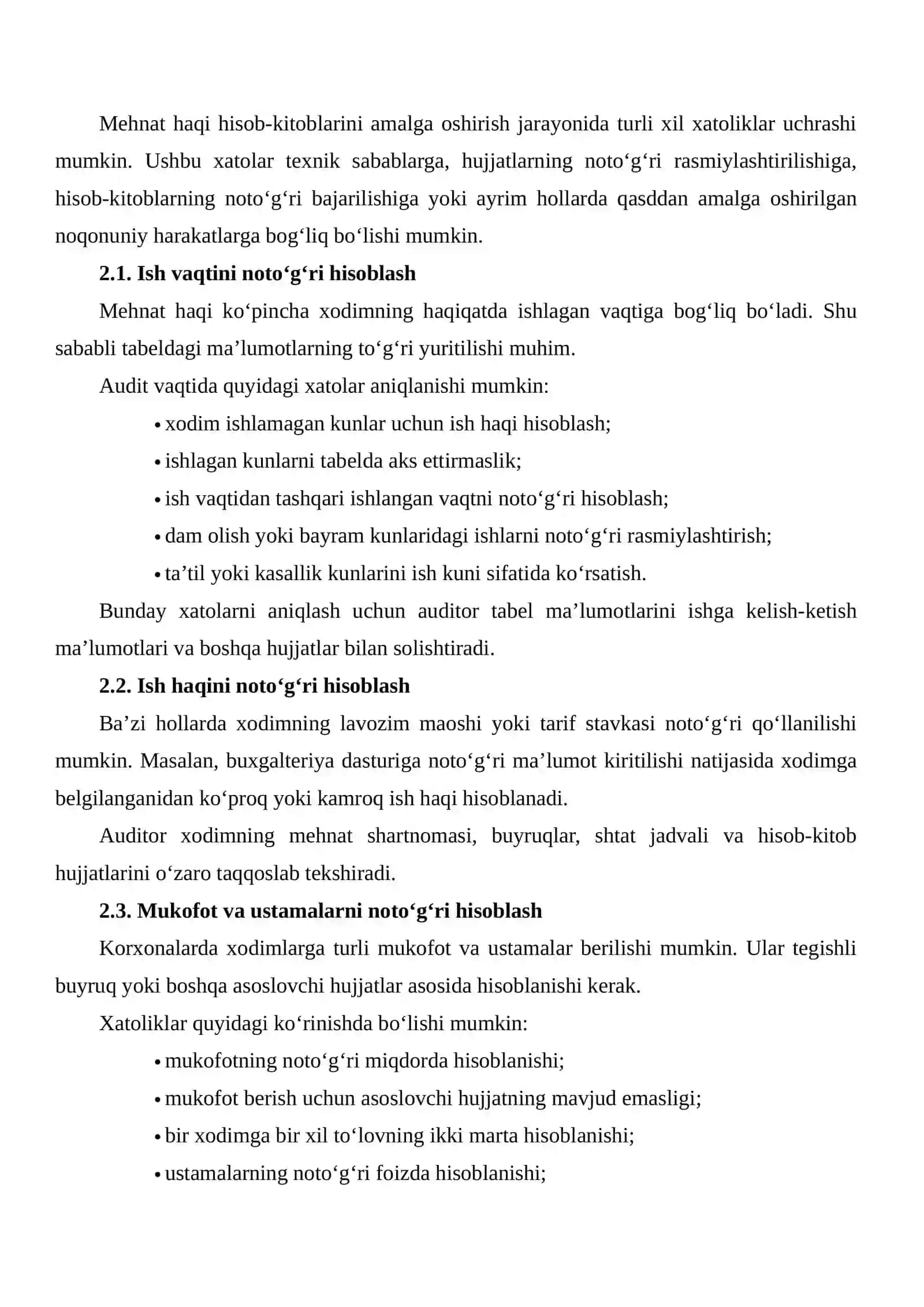 Mehnat haqi auditida uchraydigan xatoliklar va ularni aniqlash 4