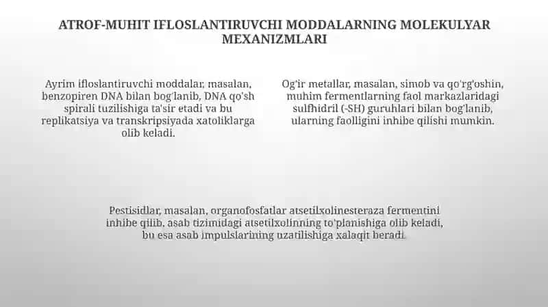 Postembrional rivojlanish va atrof- muhit ifloslanishining genetik asoratlari 4