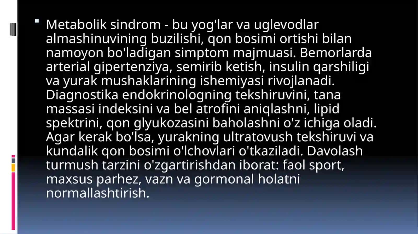 Metobolitik sindrom kelib chiqishining biokimyoviy asoslari va asoratlari 4