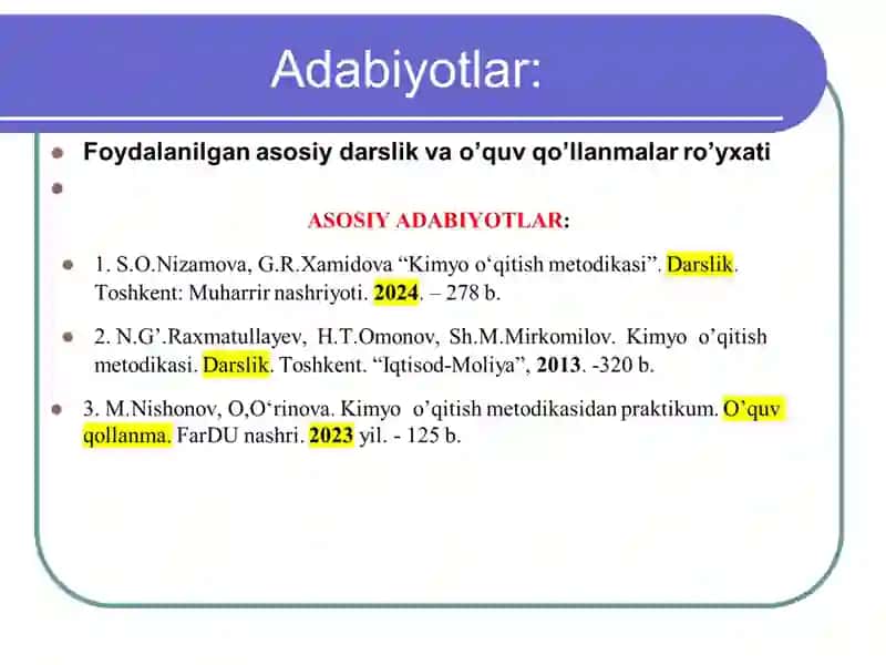 KIMYO O’QITISH USULLARI 4