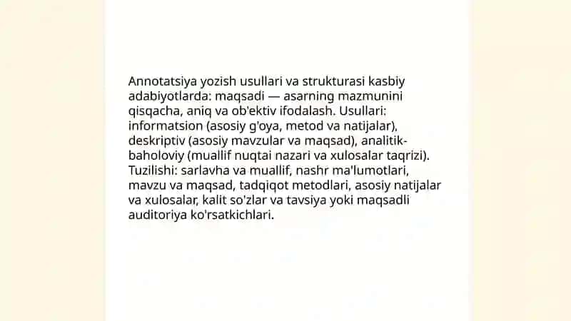 Kasbga oid adabiyotlar annotatsiyasi 4