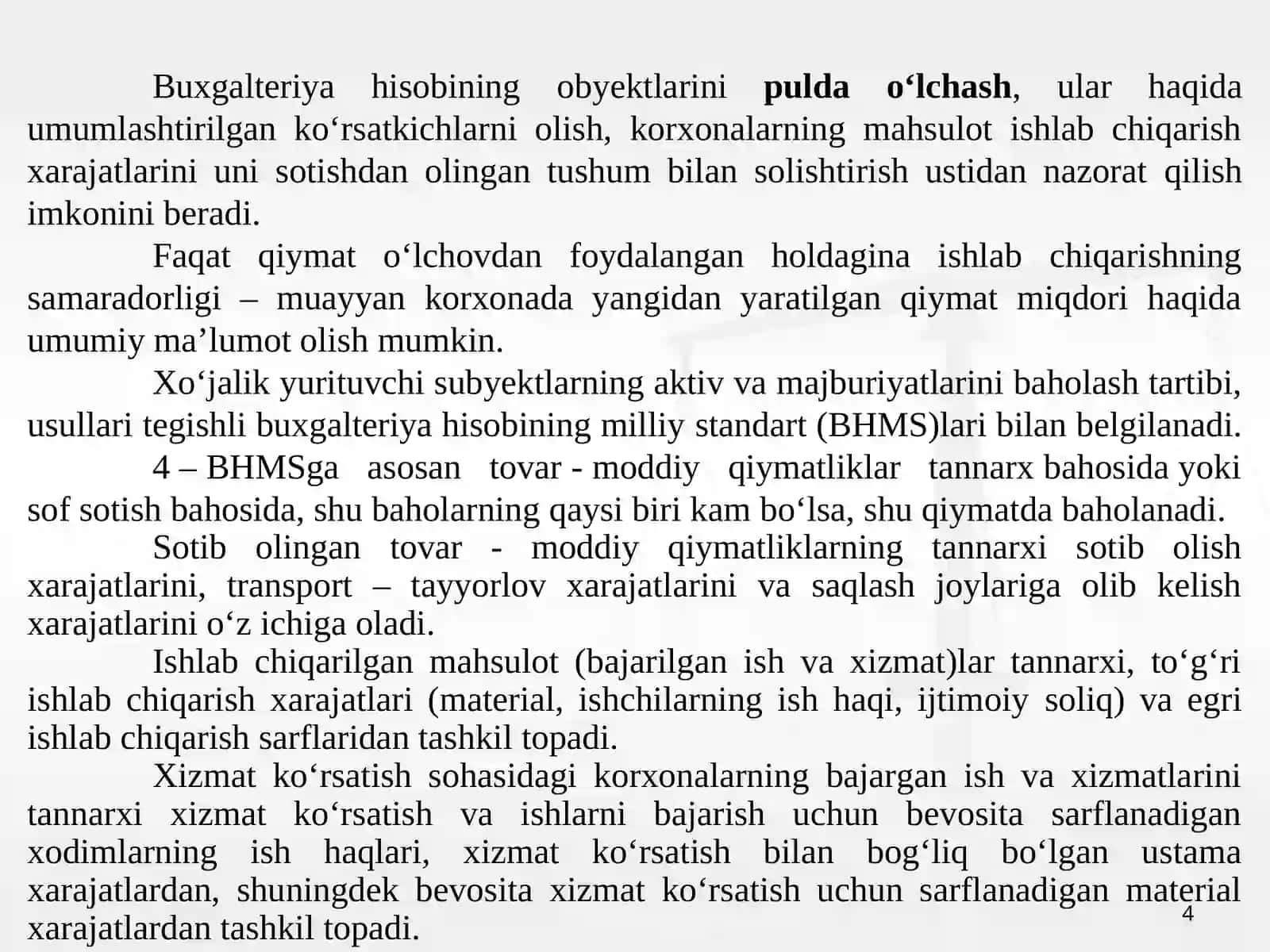 4-mavzu. Biznes jarayonlari va ularni hisobga olish 4