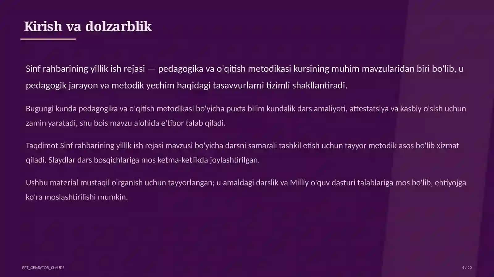 Sinf rahbarining yillik ish rejasi 4