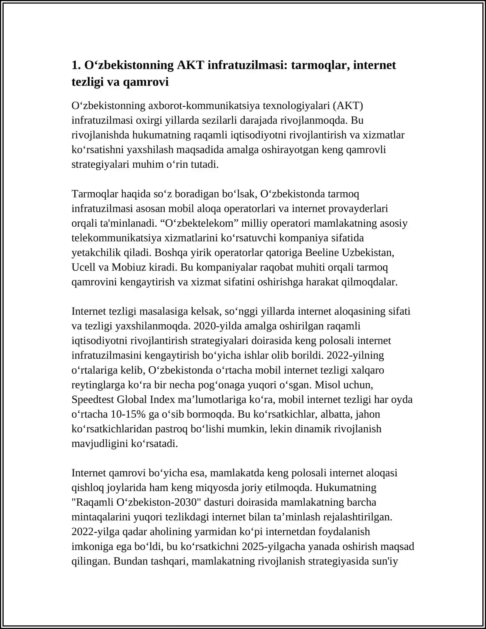 O‘ZBEKISTONDA AKT NING XOLATI VA RIVOJLANISH ISTIQBOLLARI 4
