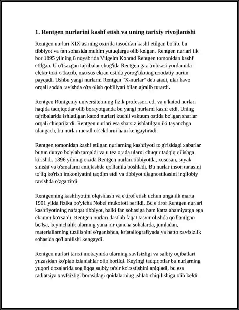 RENTGEN NURLARINI ORGANISH TARIXI, SUYAK VA BO'G IMLAR RIVOJLANISHINI RENTGEN NURLARI YORDAMIDA ORGANISH 4