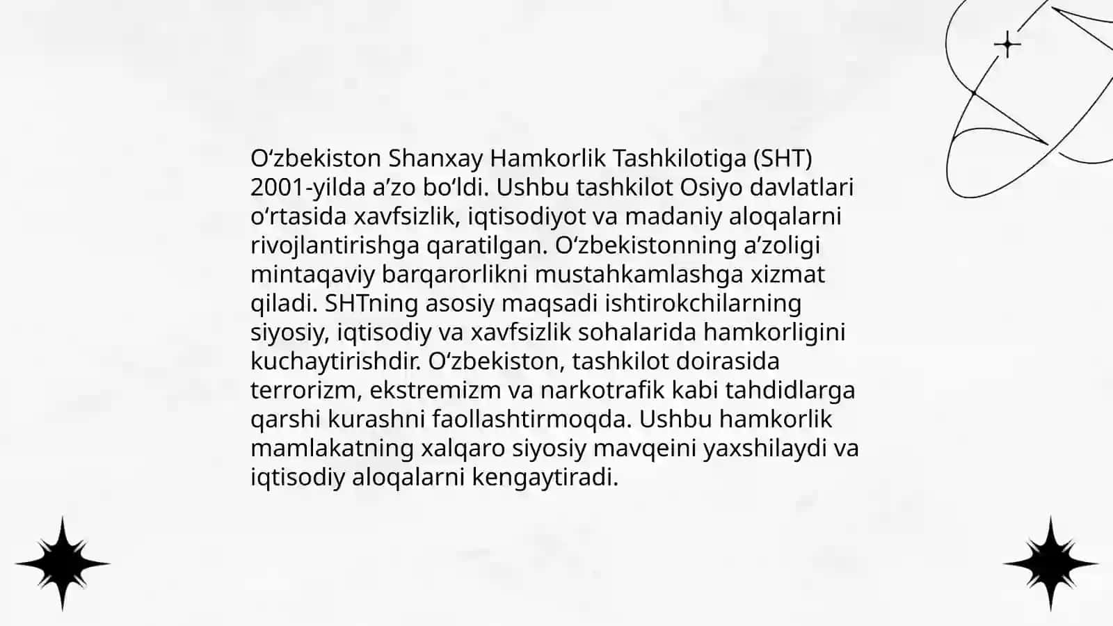 Oʻzbekistonning Shanghai hamkorlik tashkiloti bilan xalqaro aloqalari 4