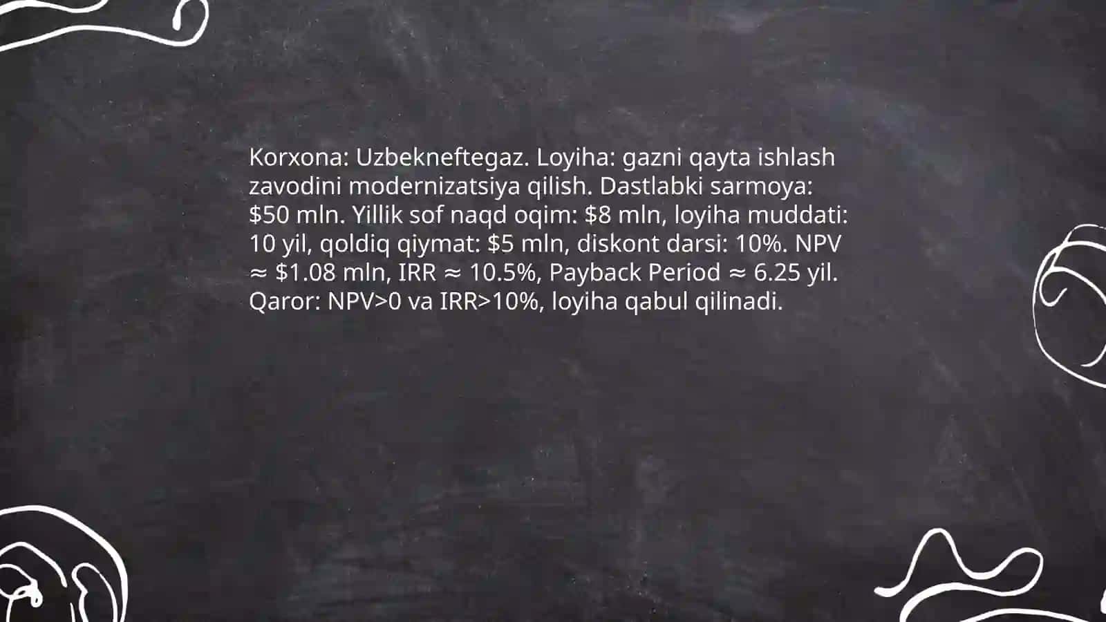 10-mavzu: Investitsion loyiha samaradorligi 4