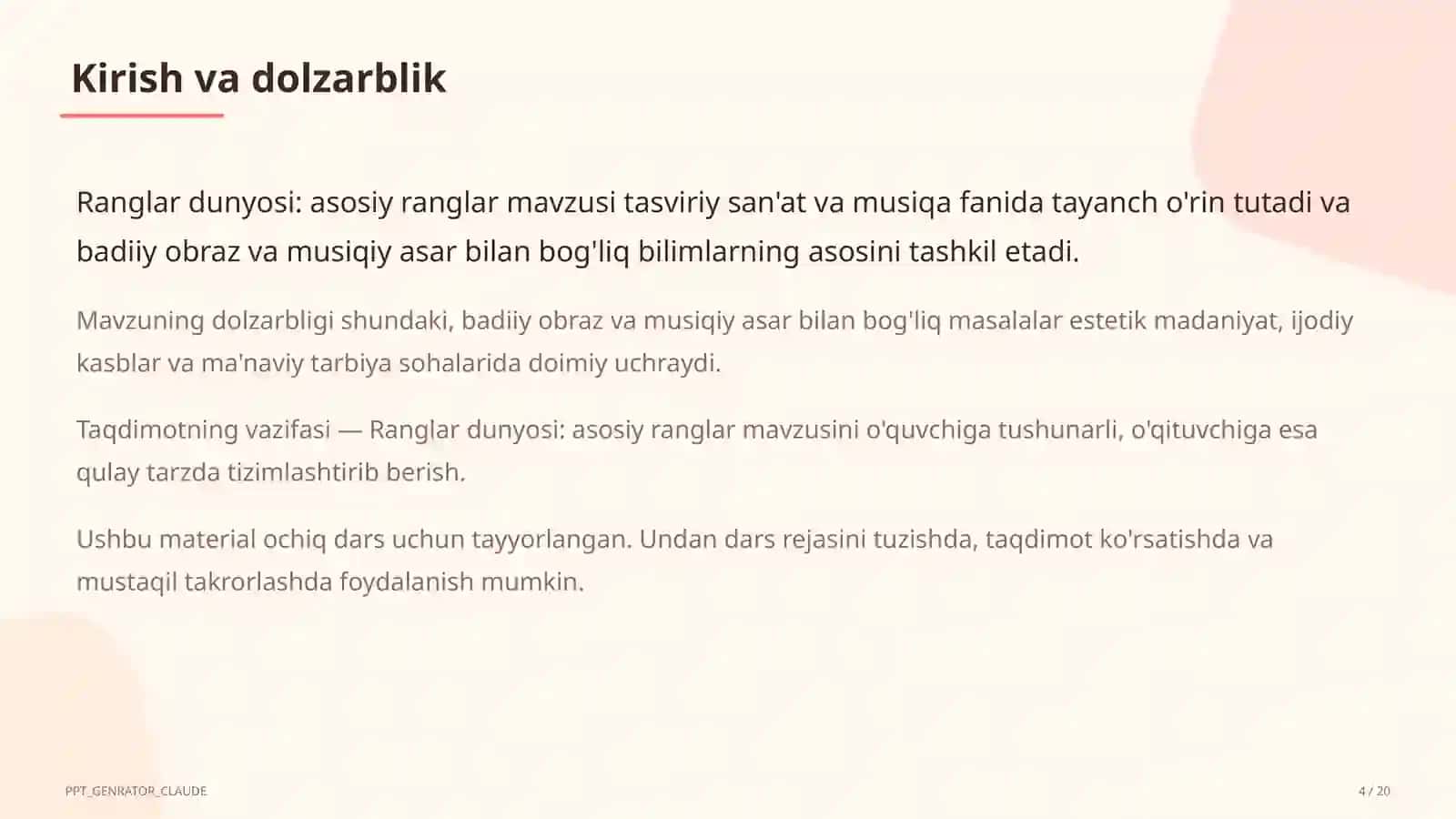 Ranglar dunyosi: asosiy ranglar (1-sinf) 4