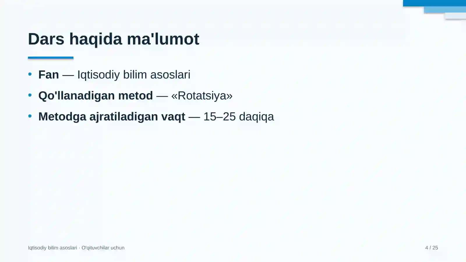 iqtisodiy bilim asoslari darslarida rotatsiya metodidan foydalanish 8867 4