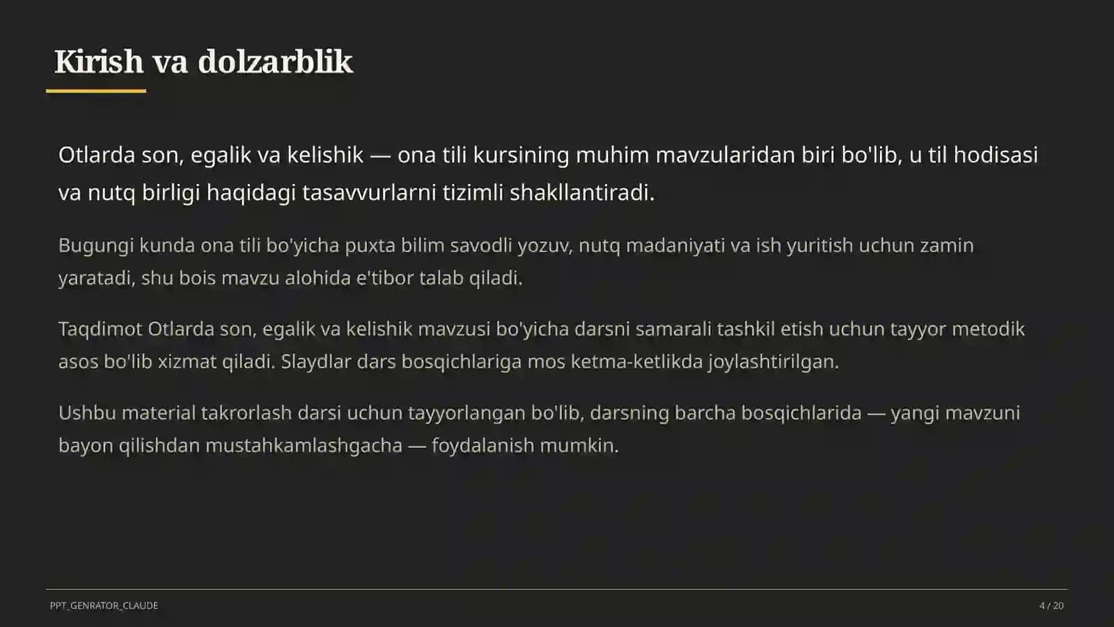 Otlarda son, egalik va kelishik (6-sinf) 4