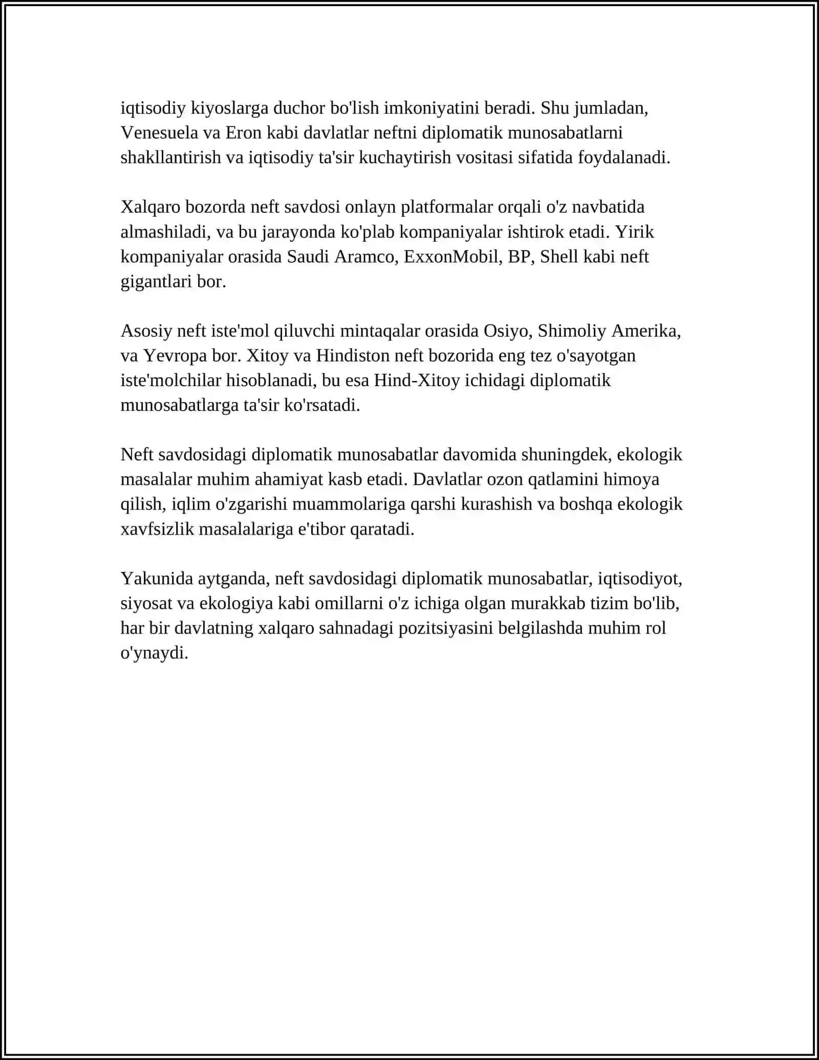 Neft savdosidagi diplomatik munosabatlar 4