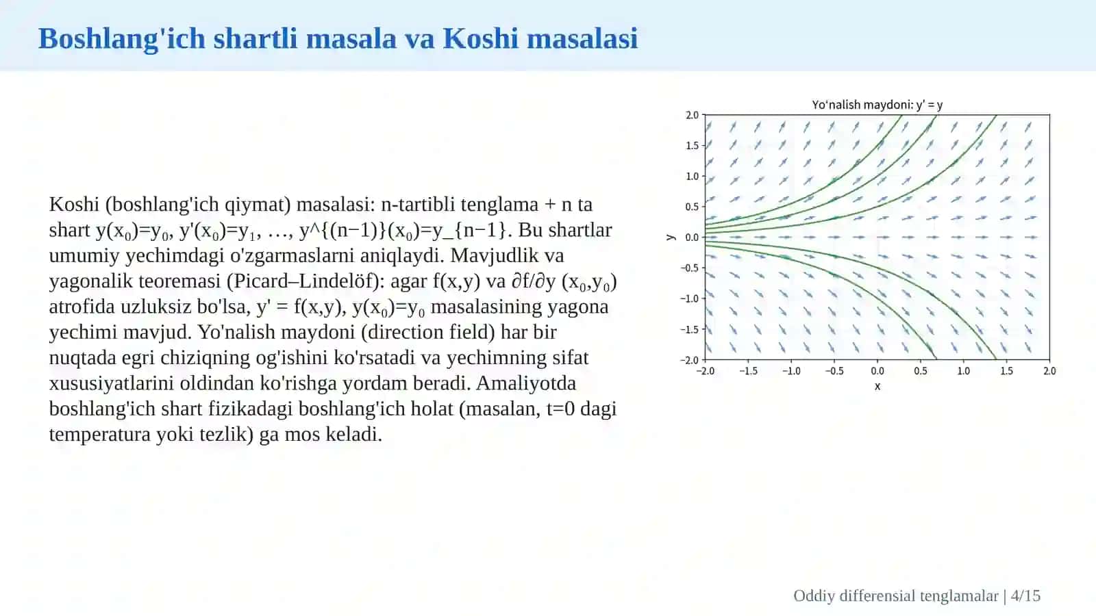 Oddiy differensial tenglamalar va ularni yechish usullari 4