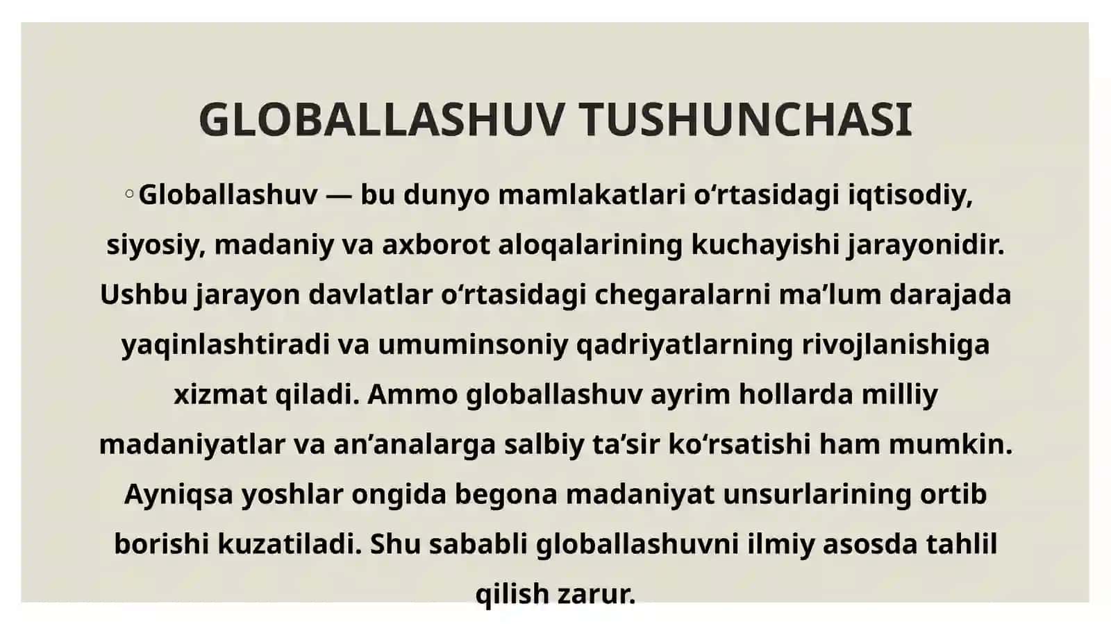 Globallashuv jarayonida milliy qadriyatlar va sharoitlar 4