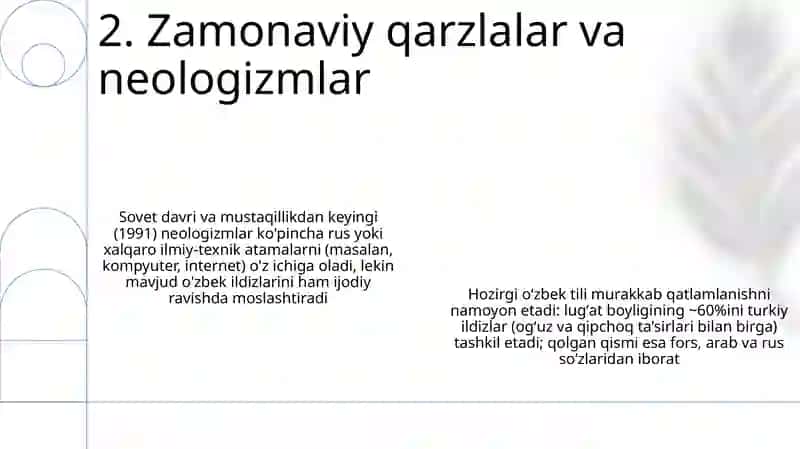 O'zbek tili leksikasida o'z va o'zlashgan qatlam 4