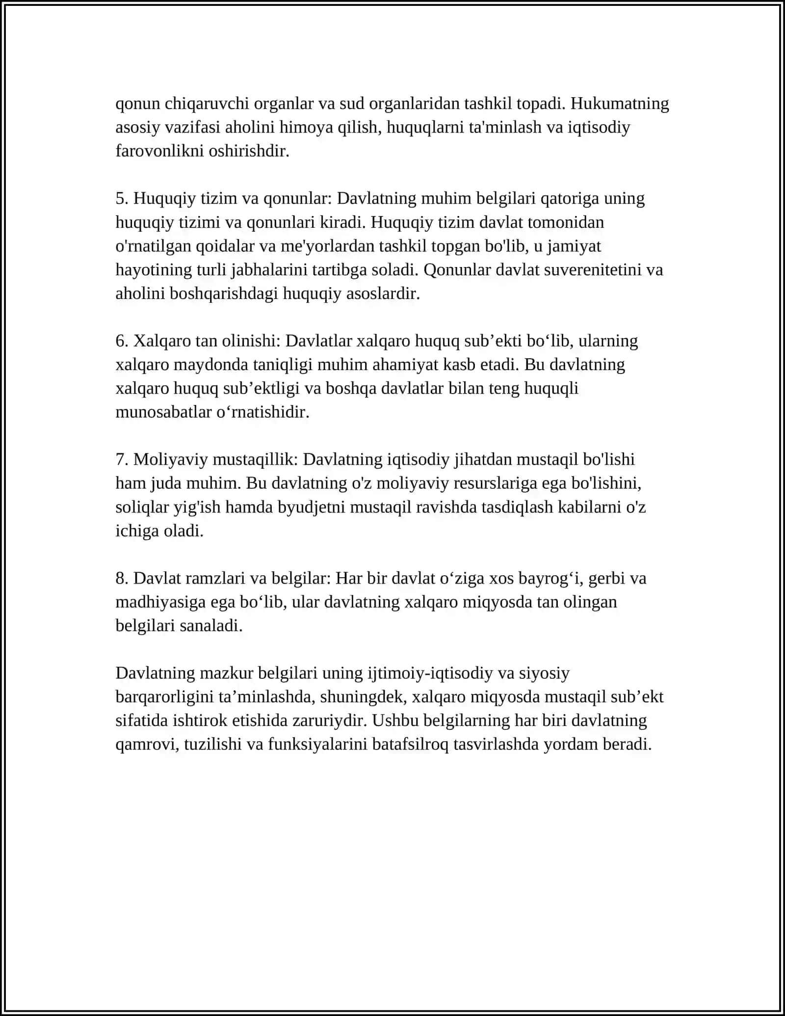 DAVLAT TUSHUNCHASI. OʻZBEK DAVLATCHILIGINING TARIXIY TUSHUNCHASI 4