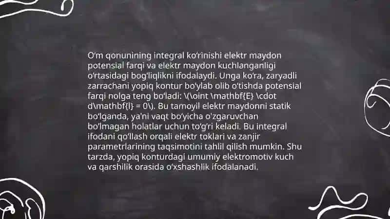Om va Joul-Lens qonunlarining differensial va integral ko‘rinishlari 4