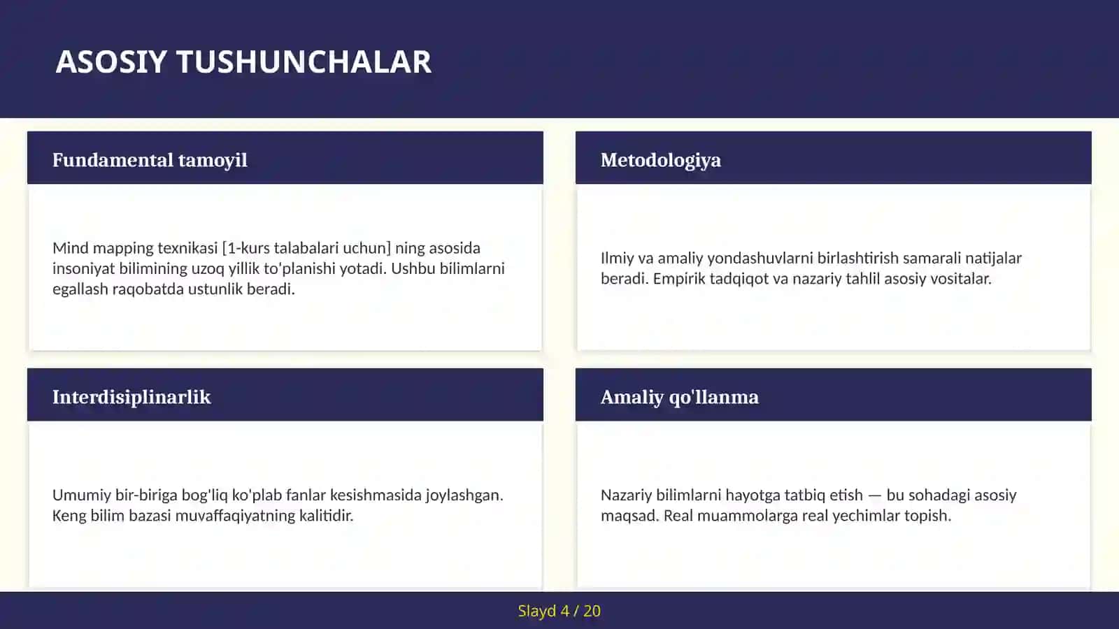 Mind mapping texnikasi [1-kurs talabalari uchun] 4