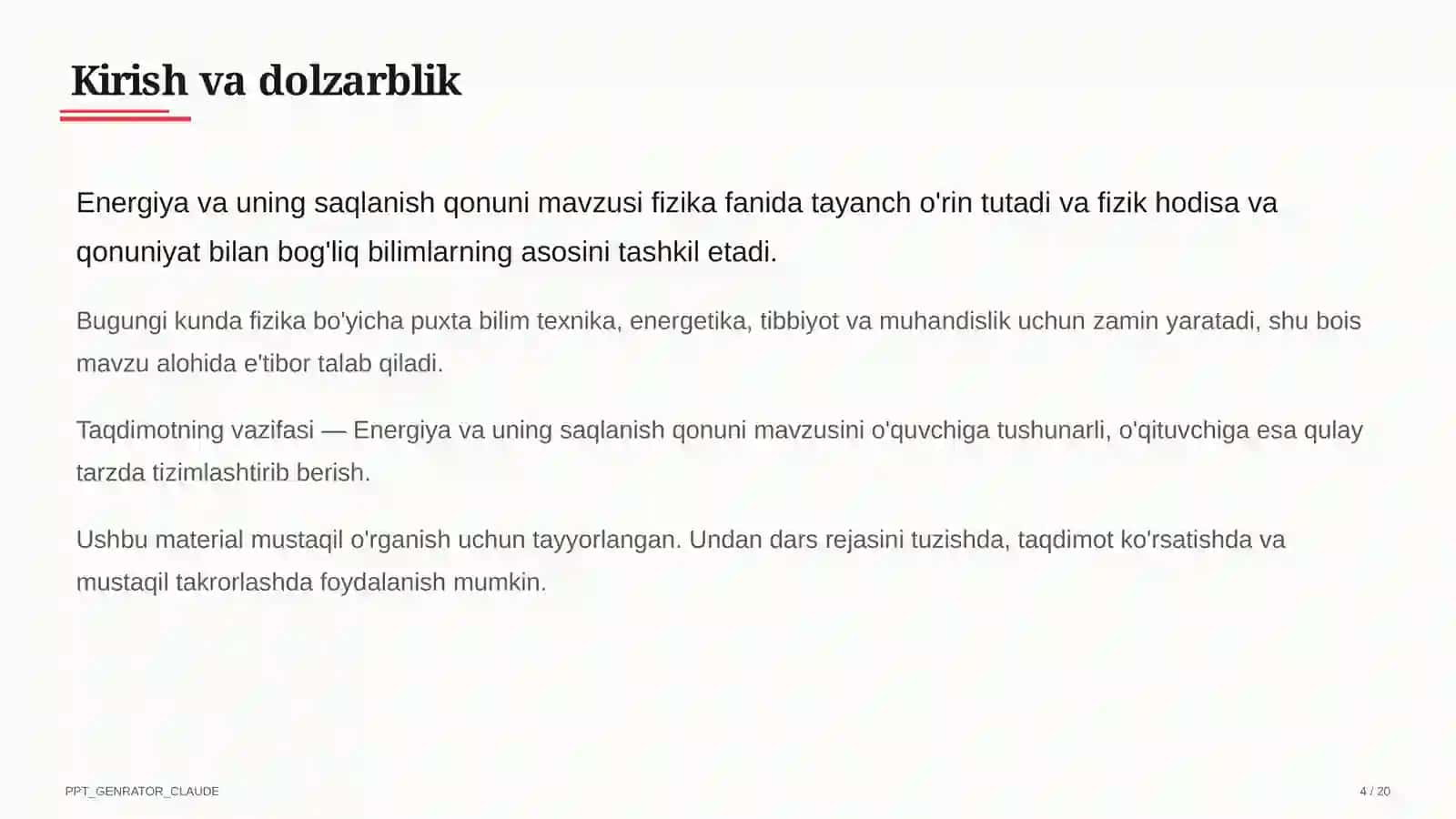 Energiya va uning saqlanish qonuni (7-sinf) 4