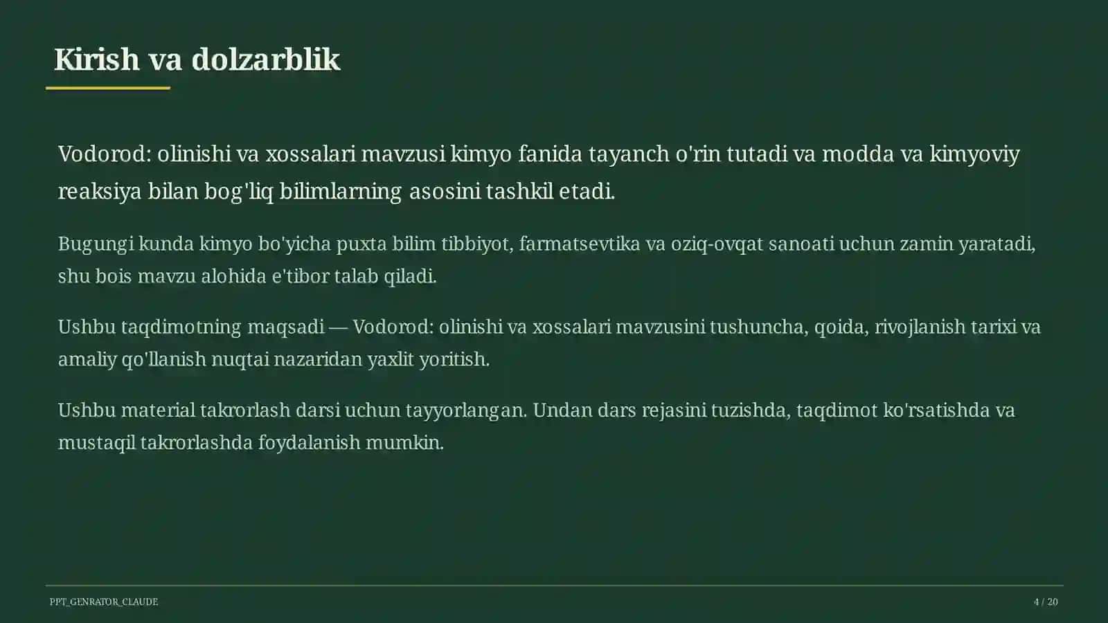 Vodorod: olinishi va xossalari (7-sinf) 4